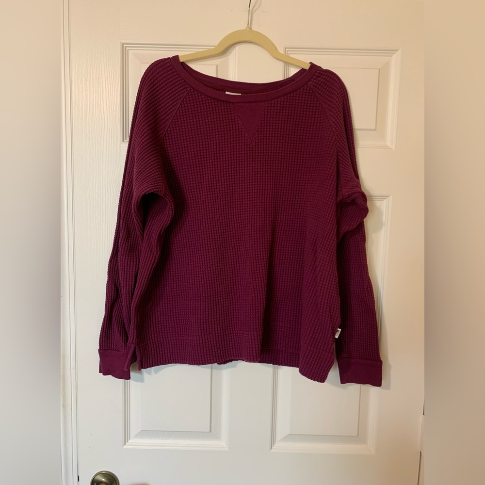 The North Face 100% Cotton Waffle Knit Sweater Purple XL Minimalist Casual